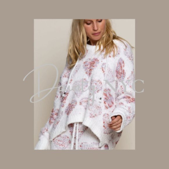 Hearts Berber Fleece Lounge Hoodie Sweater Plush - Picture 7 of 14